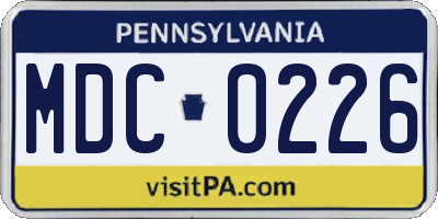 PA license plate MDC0226