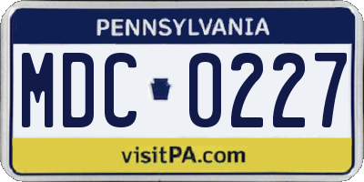 PA license plate MDC0227