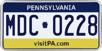 PA license plate MDC0228