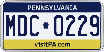 PA license plate MDC0229