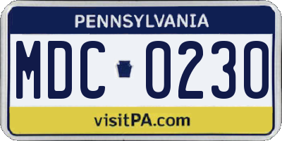 PA license plate MDC0230