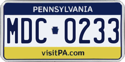 PA license plate MDC0233