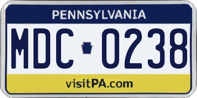 PA license plate MDC0238