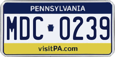 PA license plate MDC0239