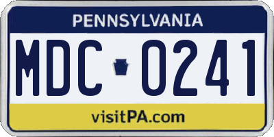 PA license plate MDC0241