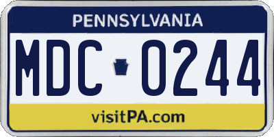 PA license plate MDC0244