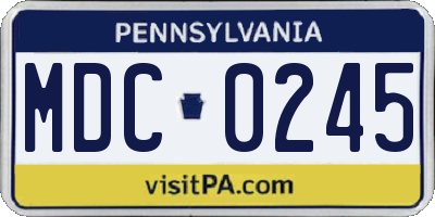 PA license plate MDC0245