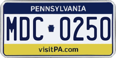 PA license plate MDC0250
