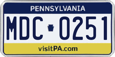 PA license plate MDC0251