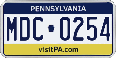 PA license plate MDC0254