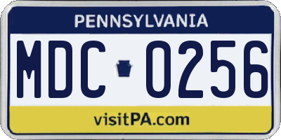 PA license plate MDC0256