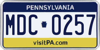 PA license plate MDC0257