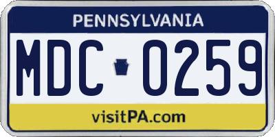 PA license plate MDC0259