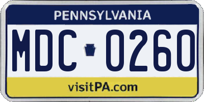 PA license plate MDC0260