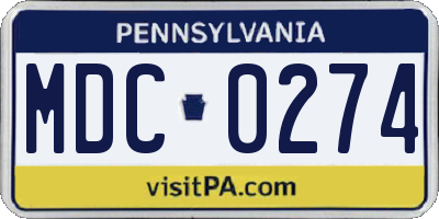 PA license plate MDC0274