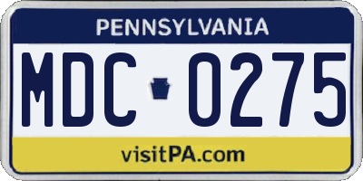PA license plate MDC0275