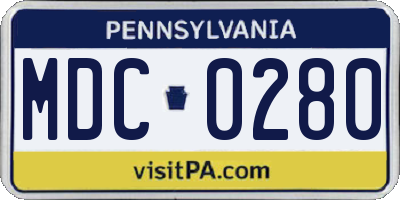 PA license plate MDC0280