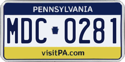 PA license plate MDC0281