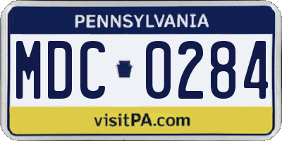 PA license plate MDC0284