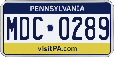 PA license plate MDC0289