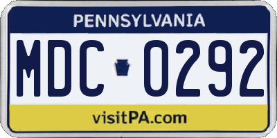 PA license plate MDC0292