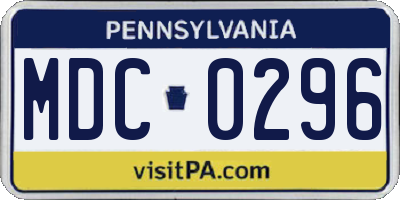 PA license plate MDC0296
