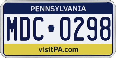 PA license plate MDC0298