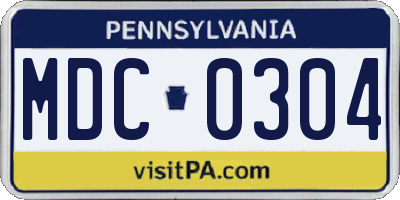PA license plate MDC0304