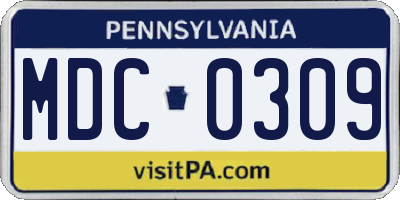 PA license plate MDC0309