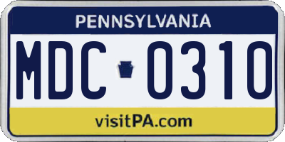 PA license plate MDC0310