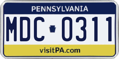 PA license plate MDC0311