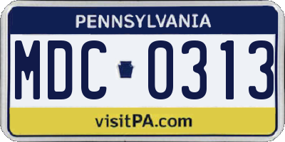 PA license plate MDC0313