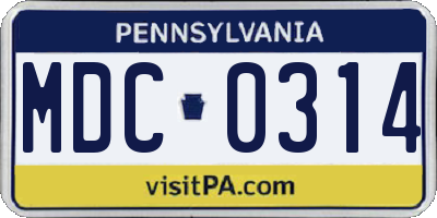 PA license plate MDC0314