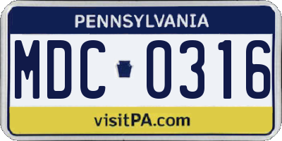 PA license plate MDC0316