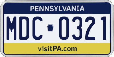 PA license plate MDC0321