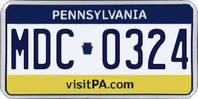 PA license plate MDC0324