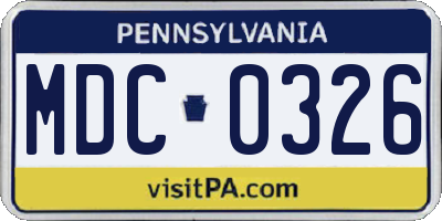 PA license plate MDC0326