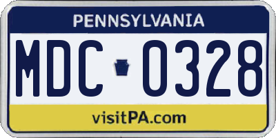 PA license plate MDC0328