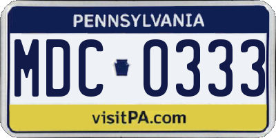 PA license plate MDC0333