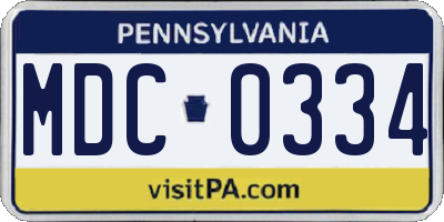 PA license plate MDC0334