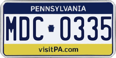 PA license plate MDC0335