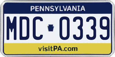 PA license plate MDC0339
