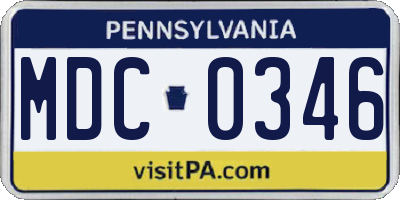 PA license plate MDC0346