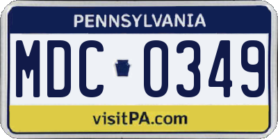PA license plate MDC0349