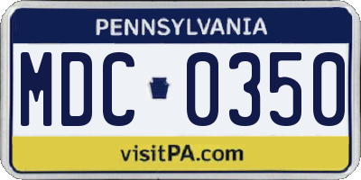 PA license plate MDC0350