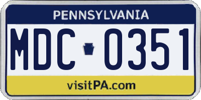 PA license plate MDC0351