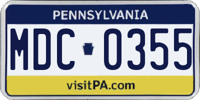 PA license plate MDC0355
