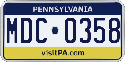 PA license plate MDC0358