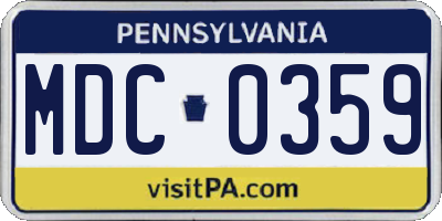 PA license plate MDC0359