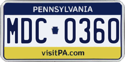PA license plate MDC0360